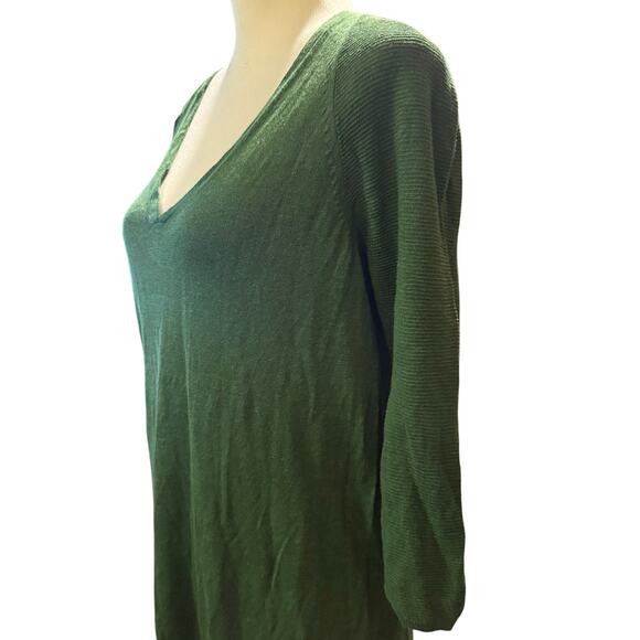 J.Jill Green Linen Blend Sweater Dress, Size Medium Tall - Picture 4 of 7